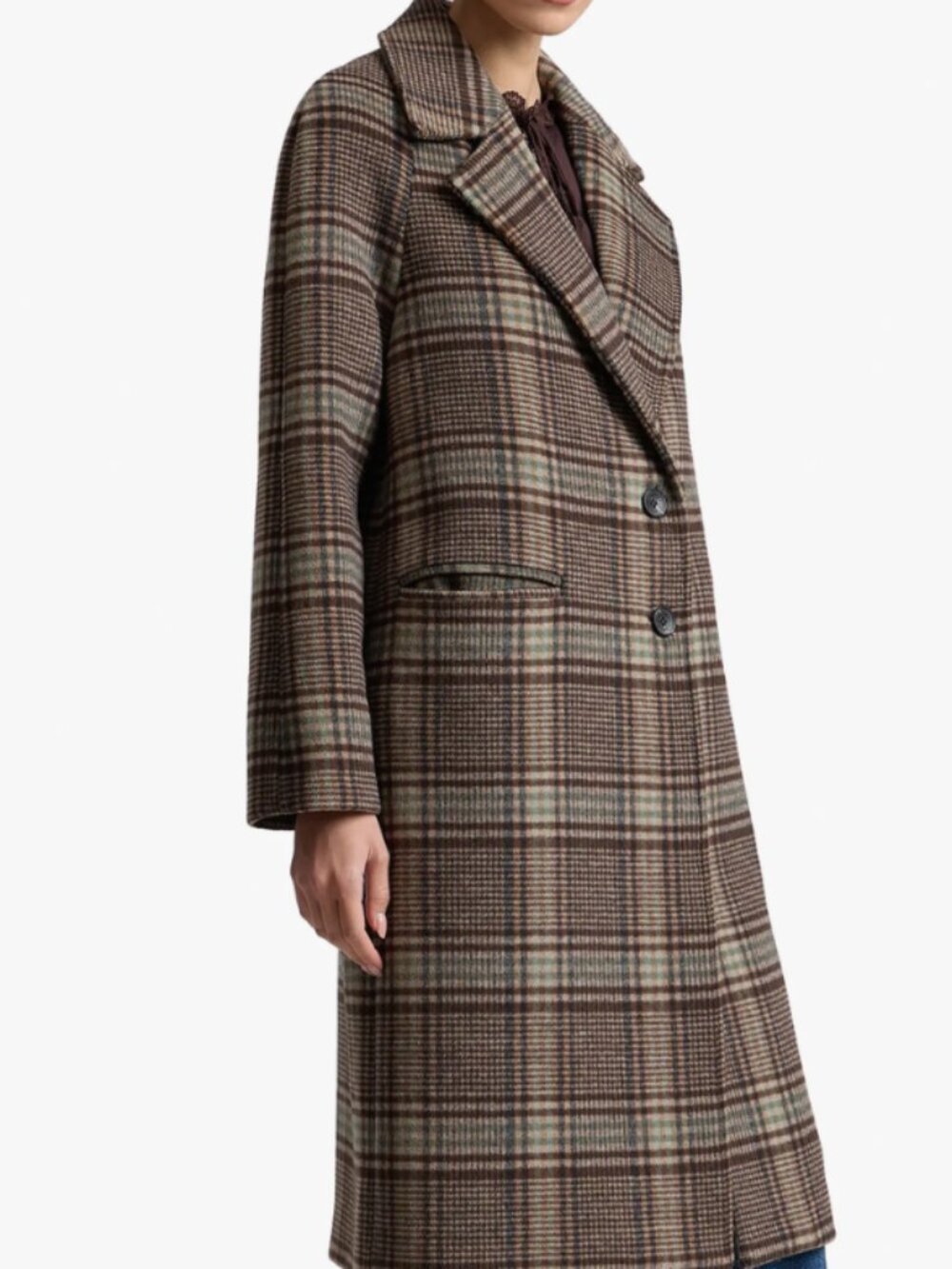 NWT $288 Avec Les Filles plaid Walker Long Coat - Picture 6 of 7
